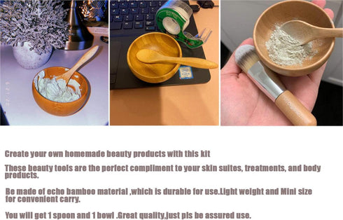 Mask Bowl- Cute Small Skin Care Mask Bowl Eco Bamboo Mask Mixing Tool Sets for Ladies Women DIY Cosmetic Tool Kit...