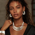 JOERICA Bib Choker Necklace Silver Gold Jewelry Set Wide Cuff Bangle Bracelet Open Hoop Earrings Adjustable Ring Chunky Silver Gold Statement Cost...