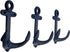 Wowser Nautical Cast Iron Ship Anchor Wall Hooks, 6 Inches, Set of 3 (Blue)...