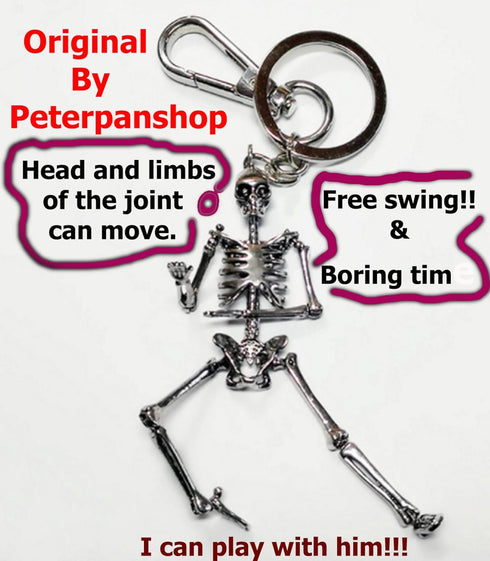 Foldable Skeleton Pendant Key Chain for Men Women Antique Silver Color Metal Alloy Skull Bag Charm Fashion...