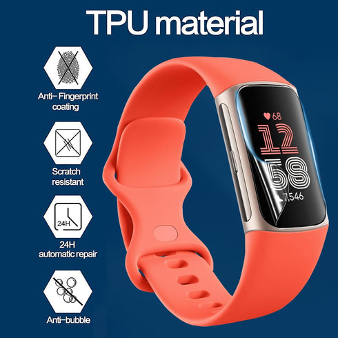 Compatible with Fitbit Charge 6 Screen Protector, Lamshaw Full Coverage TPU Clear Film Compatible with Fitbit Charge 6 Advanced Health and Fitness...