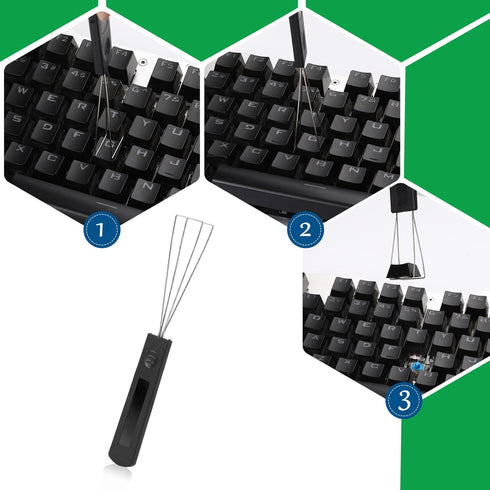 2PCS Keycap Puller and Switch Puller with 2PCS Keyboard Brush, Keycap Remover Switch Puller Mechanical Stainless Steel Keyboard Remover Keyboard C...