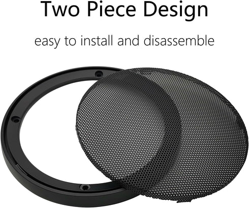 6" Speaker Grill Covers, Car Speaker Subwoofer Guard Protector, ABS Plastic Frame with Metal Mesh, Black - 2Pcs...