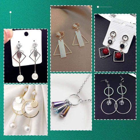 1 Box 120Pcs 6 Styles Beaded Earring Making Hoop Gold Silver beading Earring Hoops Linking Ring Square Triangle Earring Components Findings for DI...