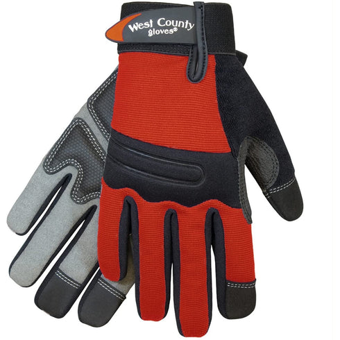 West County 044B/M Women's Landscape Gloves – Medium, Brick, Work Gloves w/Neoprene Knuckle, Anti-Slip Palms, Reinforced Thumb & Fingertips...