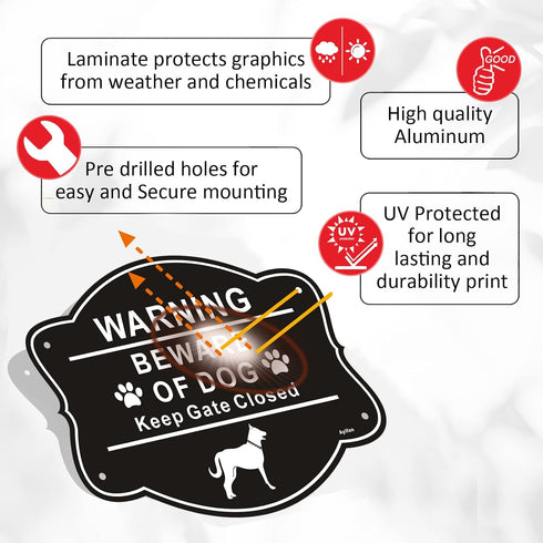 2 Pack Beware of Dog Signs for Fence,10x8 Inch Rust Free .040 Aluminum Metal Yard Sign, Fade Resistant, UV Protected, Weatherproof Warning Dog Sin...