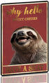 YLUYINOM Retro Tin Sign Why Hello Sweet Cheeks Have A Seat Sloth Lovers S Wall Art Decor For Living Room Coffee Bar Signs Home Farmhouse Toilet De...