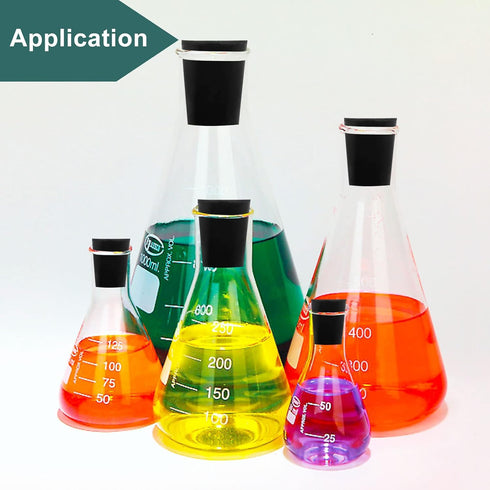 20 Pack Solid Rubber Stoppers Size #00-15mm x 10mm - 25mm Long - Tapered Laboratory Test Tube Stopper Plug - Black...