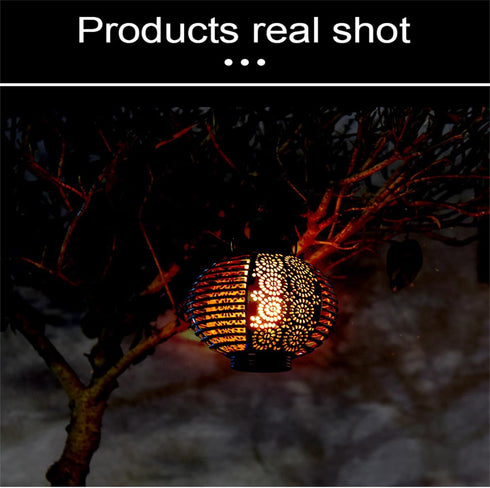 3.7v 10w Solar Lantern Light Outdoor Ip65 Waterproof Round Garden Hanging Atmosphere Night Lamp Black...