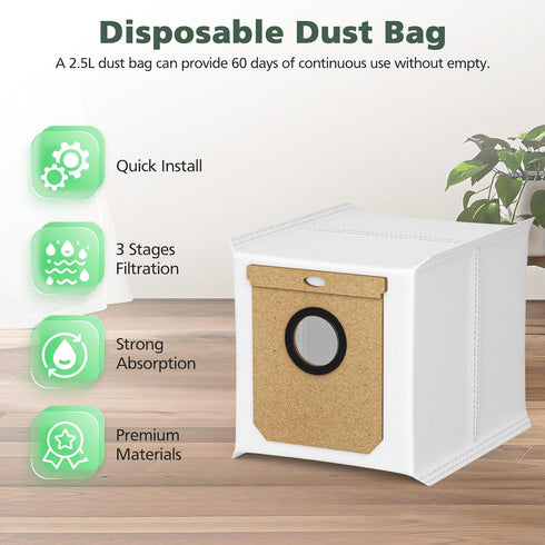 10 Pack Replacement Dust Bags for eufy L60/ L50 Hybrid Robot Vacuum with Self Empty Station, 2.5L L60/ L50 Replacement Bags for Haier H9+, Conga H...
