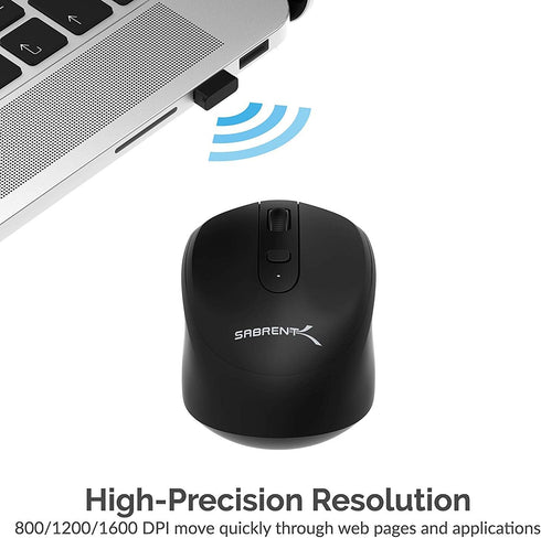SABRENT 2.4GHz Rechargeable Wireless Mouse with Adjustable Resolution (MS-RCWM)...