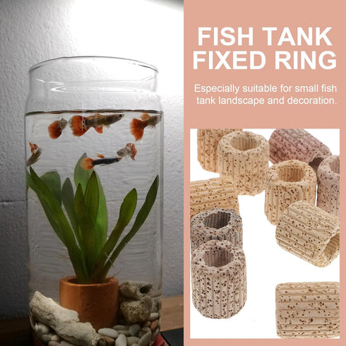 Aquatic Water Plant Fixed Ring, Aquarium Plant Pot Fixed Holder, Fish Tank Plant Weights -Floating Accessories for Aquarium Landscape Ceramic Plan...