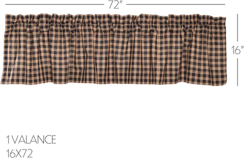 VHC Brands, Bingham Star, Cotton, 16x72, Plaid Valance, Black...