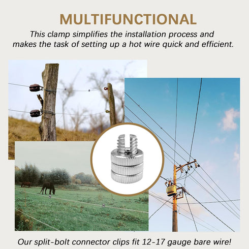 24 Pieces Split Bolt Connector,Split Bolt Joint Clamp Wire Connector for Multiple Electric Fence Wires...