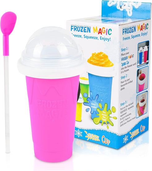 DIY Slushy Maker Cup - TIK TOK Magic Slushie Maker Squeeze Cup, Quick Frozen Cooling Smoothie Pinch Cup, Double Layer Squeeze Cup Slushy Maker, Po...