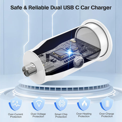 Car Charger for iPhone 15, 40W Dual USB C Car Charger Cigarette Lighter with 2 Pack 3FT USB C to USB C Cable Fast Charging Compatible for iPhone 1...