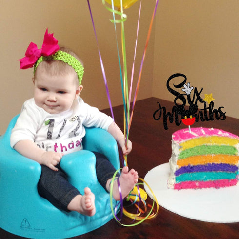 Mickey Six Months Cake Topper,Sparkle Mickey Mouse 1/2 Half Birthday Baby Shower Party Decorations...