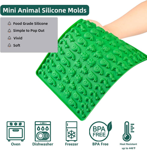 Mini Animal Silicone Mold - 70 Cavities Chocolate Candy Molds with Frogs, Lizards, Snails Shape for Making Gummy/Cake Decor/Fondant/Biscuits/Fruit...