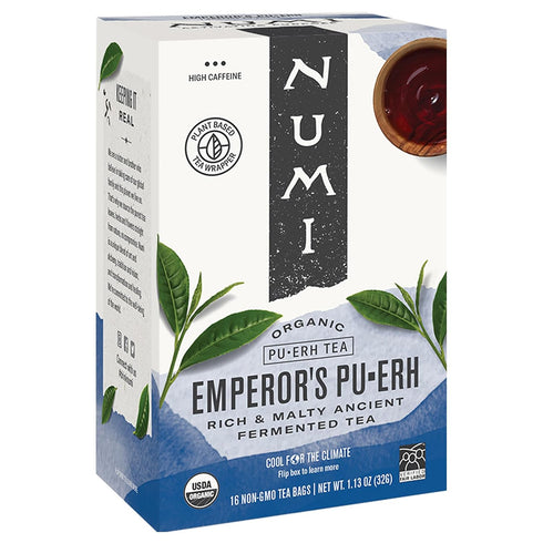Numi Organic Emperor's Pu-erh Tea, 48 Dark Tea Bags, Aged Fermented Yunnan Black Tea, Caffeinated...
