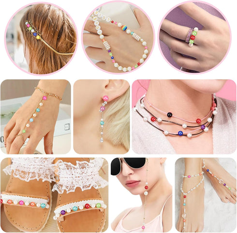 TOAOB 1680pcs Pearl Beads for Jewelry Making 24 Colors Round Pearl Beads with Holes 6mm Loose Spacer Beads for DIY Crafts Necklaces Bracelets and ...