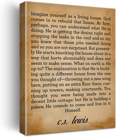 LEXSIVO Inspirational Quote Christian Retro Print Canvas Wall Art Home Decor Imagine Yourself as a Living House Painting 12x15 Canvas Poster Frame...