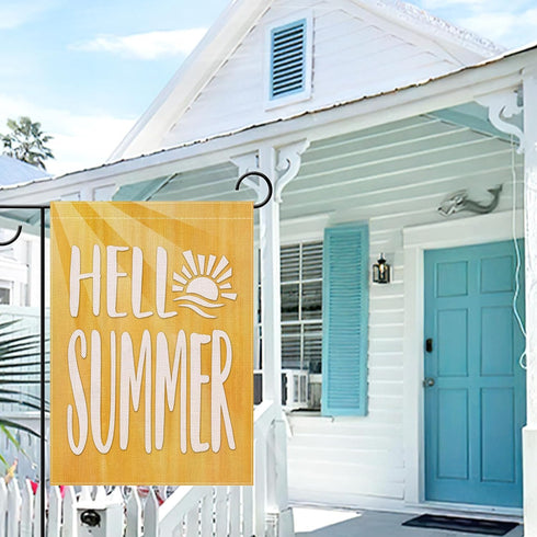 Hello Summer Yellow Small Decorative Garden Flag, Sun Sunshine Yard Lawn Outside Decor, Seasonal Burlap Outdoor Home Decoration Double Sided 12 x ...