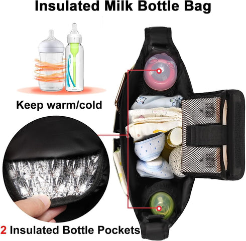Universal Stroller Organize with Insulated Cup Holder,Diaper Storage, Baby Stroller Organizer Fits for Stroller like Uppababy, Baby Jogger, Britax...