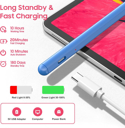 Stylus Pen for iPad,Tilt Sensitivity & Palm Rejection Magnetic Bluetooth Stylus Pen for iPad 9th&10th Generation Compatible with iPad Pro11&12.9''...