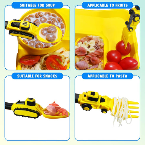 Construction Toddler Utensils - Reusable Plastic Toddler Fork and Spoon & Storage Case - Suitable for Kids Utensils Toys - Used for Toddler Gifts ...
