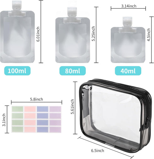 Travel Bottles Set for Toiletries, TSA Approved Travel Size Containers, Liquids Travel Bags for Shampoo and Conditioner,Leak Proof Travel Containe...