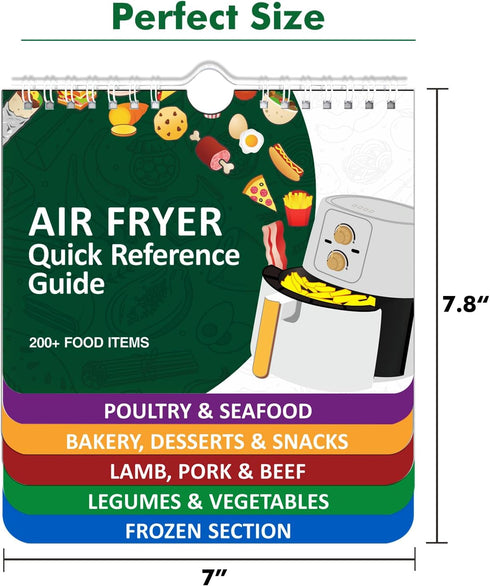 ???????? 200 ?????????? Air Fryer Cheat Sheet Magnets Cooking Guide Booklet, Air Fryer Cooking Guide Magnetic Cookbook, Air Fryer Magnetic Cheat S...