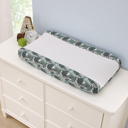 NoJo Jungle Paradise Green and Ivory Palm Leaf Super Soft Contoured Changing Pad Cover...