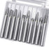 10pc Tungsten Carbide Burr Set 1/4" Shank Double Cut Rotary Cutting Burr Set Die Grinder Bits for Steel Metal Wood Woodworking Carving, Polishing,...