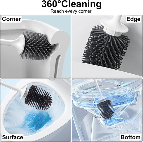RV Toilet Bowl Brush and Holder, Ventilated Toilet Cleaner Brush with Long Handle and Flexible Bristles, Wall Mount for Motorhome Travel, Travel T...