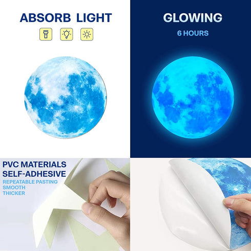 Glow in The Dark Stars for Ceiling, 1049PCS Wall Stickers Inculding Moon and Stars Decor, Glow in The Dark Wall Decals for Kids Room...