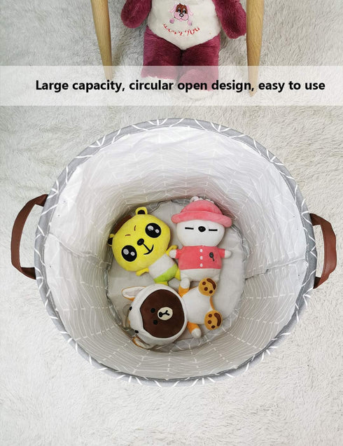 QUEENLALA Large Storage Basket,Laundry Hamper/Bathroom/Home Decor/Collapsible Round Storage Bin,Boys and Girls Hamper/Boxes/Clothing(Grey Wheat)...