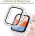 2-Pack Bling Case with HD Screen Protector Women Compatible with Apple Watch 40mm Diamond PC Bumper Full Protective Face Cover for iWatch Series 4...