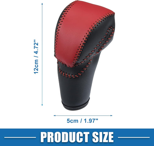 Gear Shifting Knob Cover Automatic Transmission Lever Trim for Honda Accord 9 2013-2017 Black Faux Leather Deep Red Line...