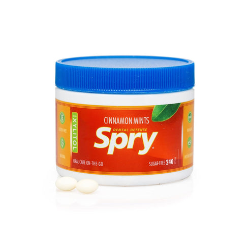Spry Xylitol Cinnamon Mints Sugar Free Candy - Promote Oral Health, Increase Saliva Production, Stop Bad Breath, Non-GMO, Gluten-Free, 240 Count (...
