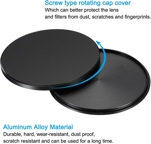 PATIKIL 72mm Lens Cap, 2pcs Camera Lens Cap Cover Universal Lens Filter Stack Cap Front Metal Protective Case Cover with Cleaning Cloth for Photog...