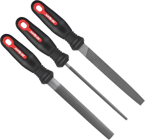 Hi-Spec 3pc Metal Hand File Tool Set Kit. Large Steel Files. Flat, Round & Half-Round for Crafts, Metal & Wood Work...