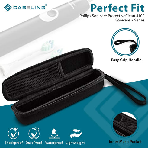 caseling Hard Toothbrush Travel Case Fits Philips Sonicare Protective Clean 4100 Sonicare 2 Series Portable Toothbrush Holder with Easy Grip Carry...