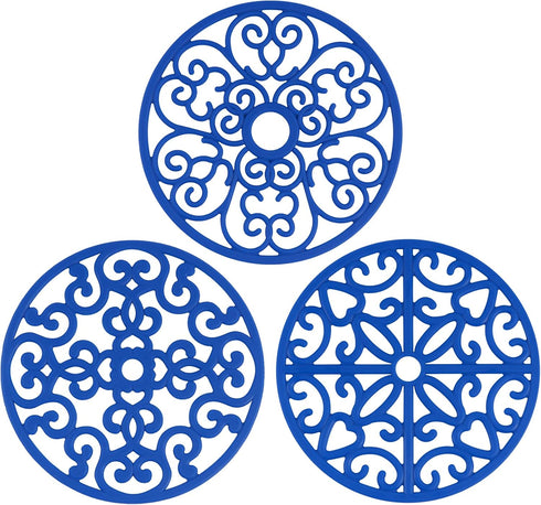 CHEFBEE 3PCS Trivets for Hot Dishes, Trivet Hot Plate Holder for Pots and Pans, Countertop, Silicone Trivet Mat Non-Slip Heat Resistant Kitchen Te...