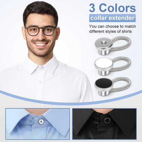 12PCS Shirt Collar Button Extenders, Comfortable Neck Button Extender for Mens Dress Shirts, Instant Tie Collar Expansion...