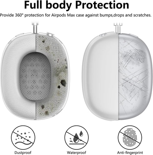 AirPods Max Case Cover - Clear White-M, Soft Silicone Headphone Cover with Heavy Duty Protection for Apple AirPods Max Headphones......