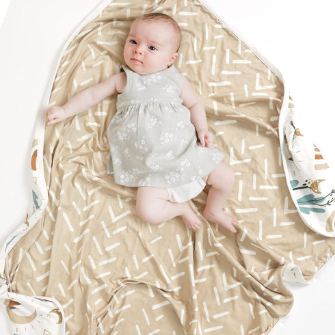 GRSSDER Baby Blankets Super Soft Jersey Knit Swaddle Blanket 2 Pack for Baby Girls and Boys, Double Layer Reversible Receiving Blankets 34 x 44 Ex...