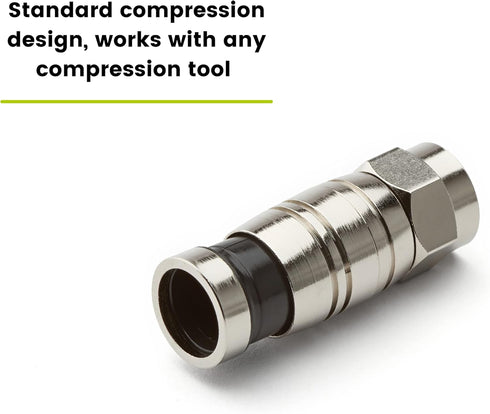 trueCABLE Universal Easy Fit RG6 & RG6Q Compression F-Connector for Dual Shield (DS) Tri-Shield and Quad Shield (QS) Coaxial Cable, 10 Pieces...