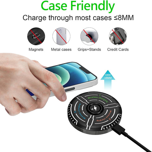 Magnetic Wireless Charger Pad 15W Fidget Spinner Wireless Charger - Fast Charging for iPhone 14/13/12/11/Pro/X/Max/XS/XR/8/Plus&Samsung Galaxy S23...