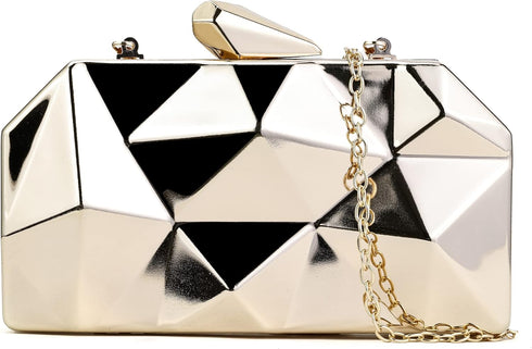 Evening Geometric Handbags Crossbody bags for Women Metal Clutch Purses for Parties Wedding with Chain...