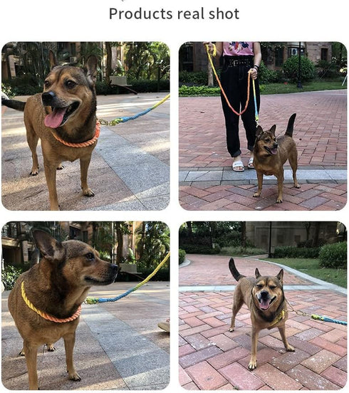 Multifunctional Rope Dog Leash 7.5 FT with Adjustable Double Swivel Hook Hands Free for Small Medium and Large Dogs Running Hiking Camping Walking...